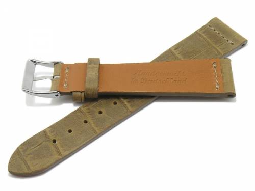 Uhrband -Dakar- 20mm beige Nubuk-Leder Vintage Alligator-Prgung MADE IN GERMANY von FLUCO (Schlieenansto 16 mm) - Bild vergrern 