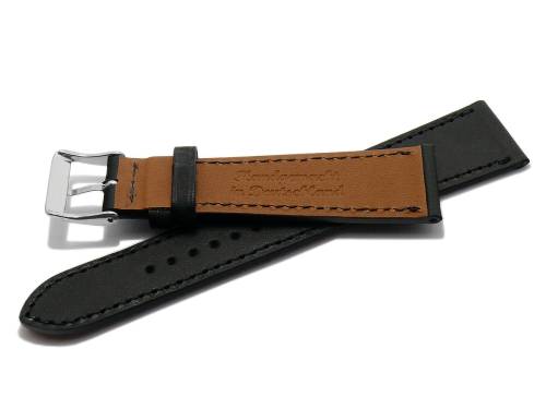 Uhrenarmband -Bastille- 18mm schwarz Leder glatt matt MADE IN GERMANY von FLUCO (Schlie�enansto� 16 mm) - Bild vergr��ern 