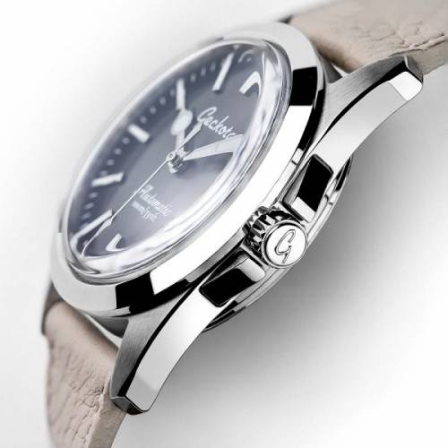 Automatik-Armbanduhr klein Ziffernblatt dunkelblau von Geckota (*GK*AU*) - Bild vergr��ern 