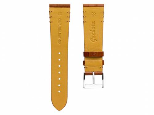 ABVERKAUF: Uhrenarmband 22mm hellbraun Leder Alligator-Prgung beige Naht von GECKOTA (Schlieenansto 18 mm) - Bild vergrern 