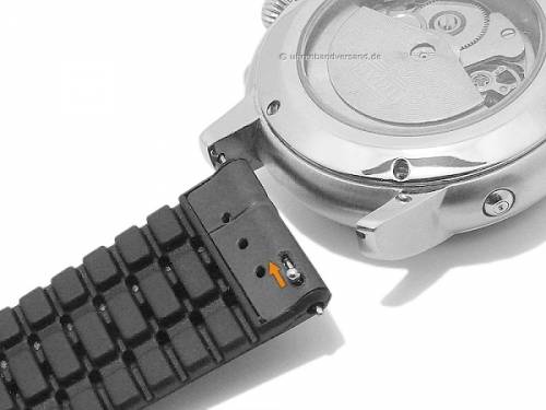 Uhrband (092-51-28) George 21mm schwarz Leder/Kautschuk Allig.-Prg. helle Naht EasyClick HIRSCH (Schlieenanst. 20 mm) - Bild vergrern 