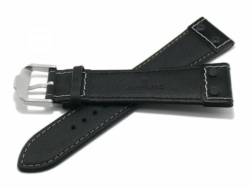 Ersatz-Uhrenarmband 22mm XS Leder schwarz mit Nieten original JUNGHANS (Schlieenansto 18mm) - Bild vergrern 