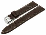 Ersatz-Uhrenarmband 22mm dunkelbraun Leder Alligator-Prägung helle Naht für ZEPPELIN-Uhren u.a.