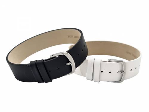 Armb�nder/Durchzugsb�nder 2er-Set KUFSTEIN DUO 18mm schwarz/wei� Leder MEYHOFER - Bild vergr��ern 