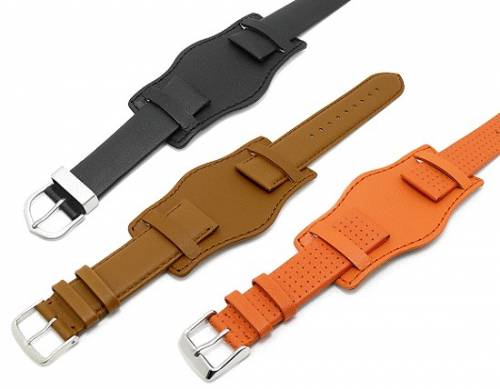 Lederunterlage fr Uhrenarmbnder aus Leder 20-24mm schwarz abgenht - Bild vergrern 