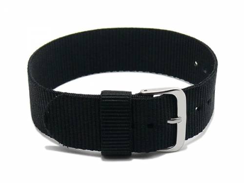 Uhrenarmband 20mm schwarz Nylon/Textil Durchzugsband von MABRO Steel (Schlieenansto 20 mm) - Bild vergrern 