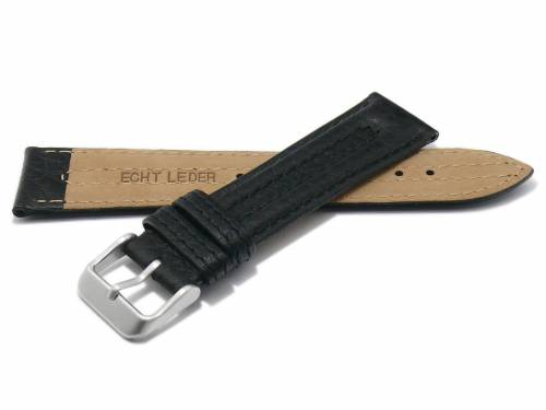 Uhrenarmband (Moklb80) 20mm schwarz Leder genarbt Doppel-Wulst abgen�ht von MABRO (Schlie�enansto� 18 mm) - Bild vergr��ern 