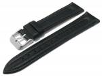 Uhrenarmband (Moklb80) 22mm schwarz Leder genarbt Doppel-Wulst abgen&auml;ht von MABRO (Schlie&szlig;enansto&szlig; 20 mm)