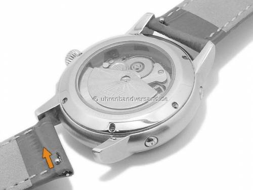 Uhrenarmband -Bolle- 12mm dunkelblau Leder Alligator-Pr�gung mit Schnellwechsel-Stegen MORELLATO (Schlie�enansto� 10 mm) - Bild vergr��ern 