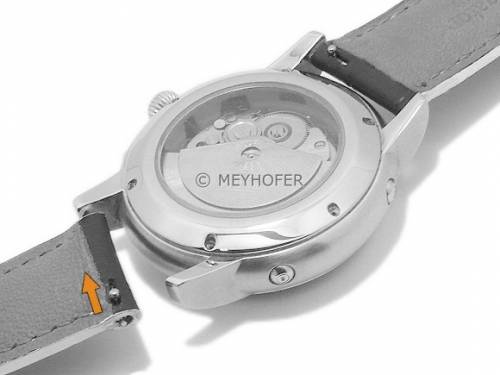 Meyhofer EASY-CLICK Uhrenarmband -Cascadia- 22mm schwarz Leder Alligator-Pr�gung rote Naht (Schlie�enansto� 20 mm) - Bild vergr��ern 