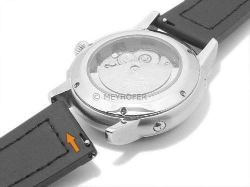 Meyhofer EASY-CLICK Uhrenarmband -Ensley- 22mm schwarz/dbraun Leder/Kautschuk Allig.-Prgung (Schlieenansto 20 mm) - Bild vergrern 