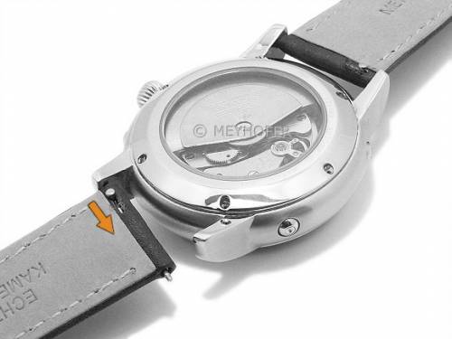 Meyhofer EASY-CLICK Uhrenarmband -Acadia- 18mm schwarz Leder fein genarbt matt abgen�ht (Schlie�enansto� 16 mm) - Bild vergr��ern 
