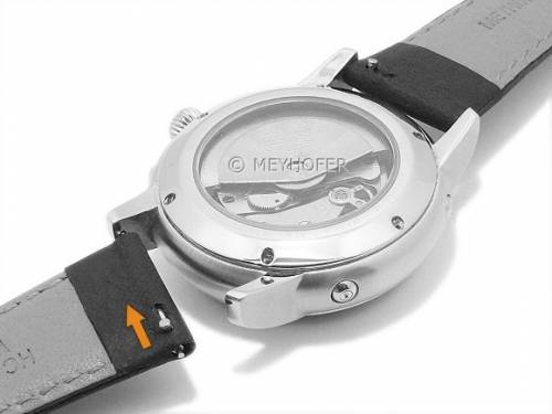 Meyhofer EASY-CLICK Uhrenarmband -Radford- 20mm schwarz Nappa-Leder abgen�ht (Schlie�enansto� 16 mm) - Bild vergr��ern 