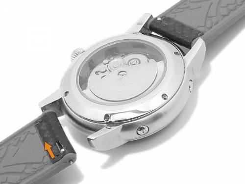 Meyhofer EASY-CLICK Uhrenarmband -Chadron- 24mm schwarz Leder/Silikon Karbon-Look gelbe Naht (Schlie�enansto� 22 mm) - Bild vergr��ern 