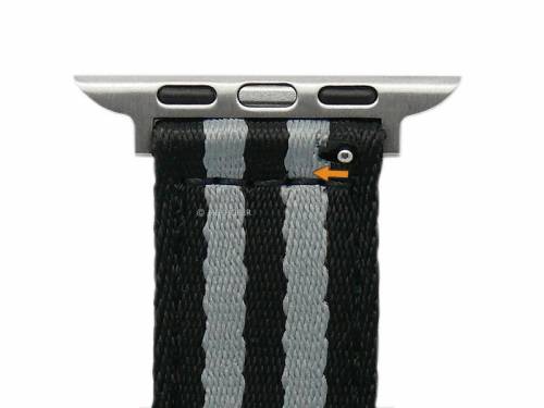 Meyhofer EASY-CLICK Uhrenarmband -Antigo- 20mm schwarz/grau Synthetik/Textil incl. APPLE-Adapter 38/40/41 mm NATO-Style - Bild vergr��ern 