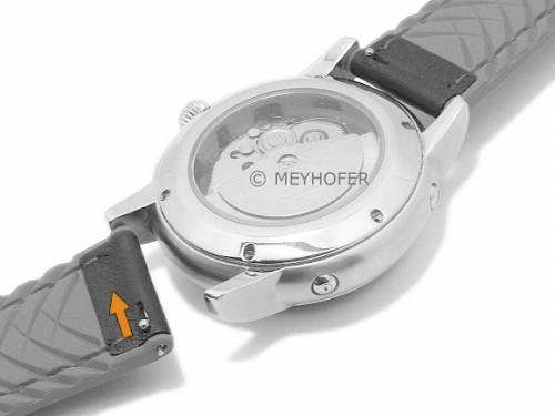 Meyhofer EASY-CLICK Uhrenarmband -Ontario- 22mm schwarz Leder/Silikon glatt rote Naht (Schlie�enansto� 20 mm) - Bild vergr��ern 