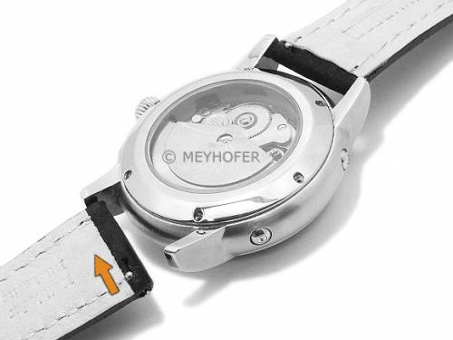 Meyhofer EASY-CLICK Uhrenarmband -Yellowstone- 22mm schwarz Leder velourartig abgen�ht (Schlie�enansto� 20 mm) - Bild vergr��ern 