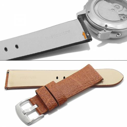 Meyhofer EASY-CLICK Uhrenarmband -Berea- 22mm hellbraun aus Apfel-Fasern VEGAN geprgt (Schlieenansto 20 mm) - Bild vergrern 