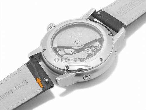 Meyhofer EASY-CLICK Uhrenarmband XS -Biscayne- 22mm schwarz Leder Alligator-Prgung abgenht (Schlieenansto 20 mm) - Bild vergrern 