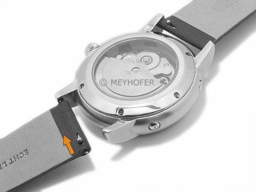 Meyhofer EASY-CLICK Uhrenarmband -Adelaide- 22mm schwarz Leder perforiert matt (Schlie�enansto� 20 mm) - Bild vergr��ern 