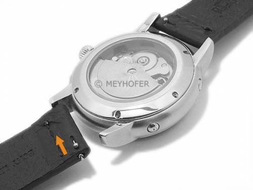 Meyhofer EASY-CLICK Uhrenarmband XL -Sequoia- 20mm schwarz Leder Antik-Look helle Naht (Schlie�enansto� 20 mm) - Bild vergr��ern 