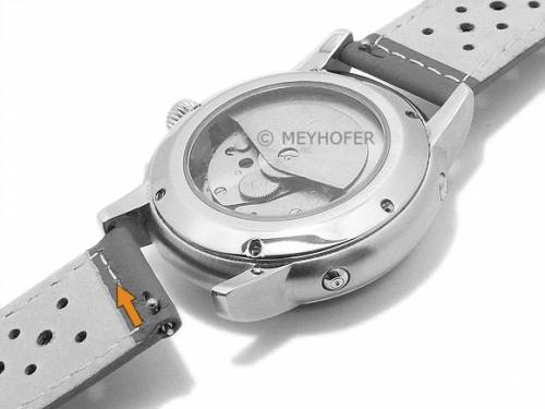 Meyhofer EASY-CLICK Uhrenarmband -Alton- 22mm hellpink Leder Racing-Look helle Naht (Schlie�enansto� 20 mm) - Bild vergr��ern 
