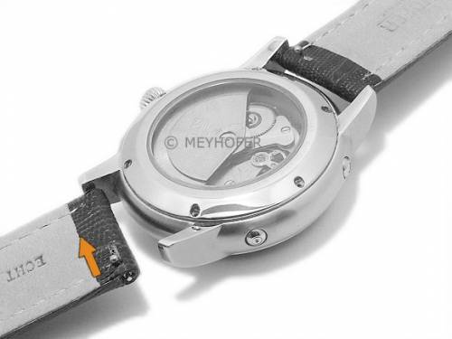 Meyhofer EASY-CLICK Uhrenarmband -Agudo- 18mm schwarz Leder Teju-Prgung helle Naht (Schlieenansto 18 mm) - Bild vergrern 