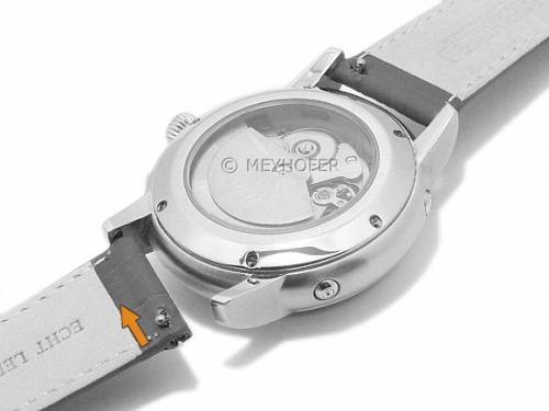 Meyhofer EASY-CLICK Uhrenarmband XL -Payson- 18mm wei Leder Alligator-Prgung abgenht (Schlieenansto 18 mm) - Bild vergrern 