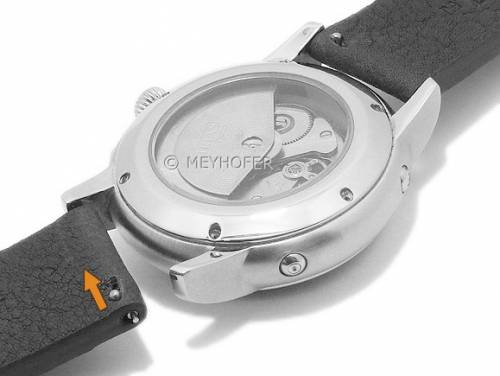 Meyhofer EASY-CLICK Uhrenarmband -Worland- 20mm dunkelbraun Leder genarbt ohne Naht (Schlie�enansto� 18 mm) - Bild vergr��ern 