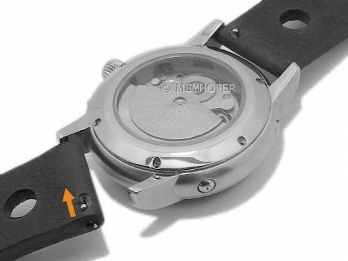 Meyhofer EASY-CLICK Uhrenarmband -Winnebago- 18mm schwarz Leder Racing-Look ohne Naht (Schlie�enansto� 16 mm) - Bild vergr��ern 