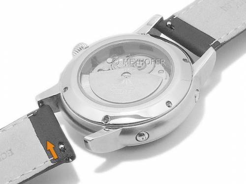 Meyhofer EASY-CLICK Uhrenarmband -Amnicon- 13mm schwarz Leder glatt helle Naht (Schlieenansto 12 mm) - Bild vergrern 