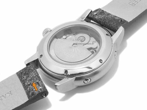 Meyhofer EASY-CLICK Uhrenarmband -Revheim- 18mm dunkelgrau Kamelleder Vintage-Look orange Naht (Schlieenansto 18 mm) - Bild vergrern 