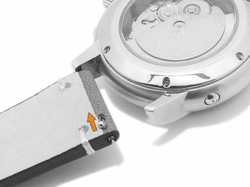 Meyhofer EASY-CLICK Uhrenarmband -Aspen- 18mm dunkelbraun Leder Vintage-Look helle Naht (Schlie�enansto� 18 mm) - Bild vergr��ern 