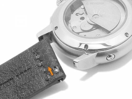 Meyhofer EASY-CLICK Uhrenarmband -Blairsburg- 22mm antikbraun Hirschleder Antik-Look helle Naht (Schlie�enansto� 22 mm) - Bild vergr��ern 