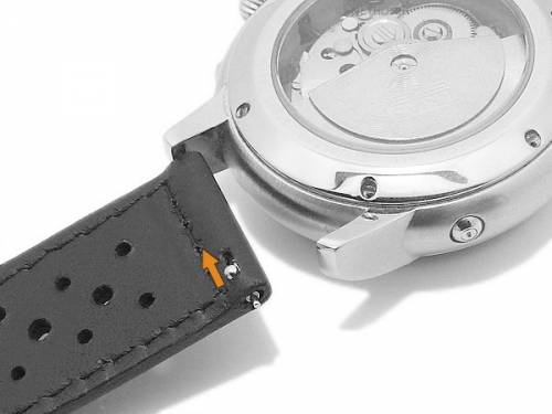 Meyhofer EASY-CLICK Uhrenarmband -Alton Classic- 22mm schwarz Leder Racing-Look abgenht (Schlieenansto 20 mm) - Bild vergrern 