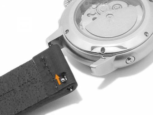 Meyhofer EASY-CLICK Uhrenarmband -Wildwood- 22mm hellbraun Leder Antik-Look helle Naht (Schlie�enansto� 22 mm) - Bild vergr��ern 