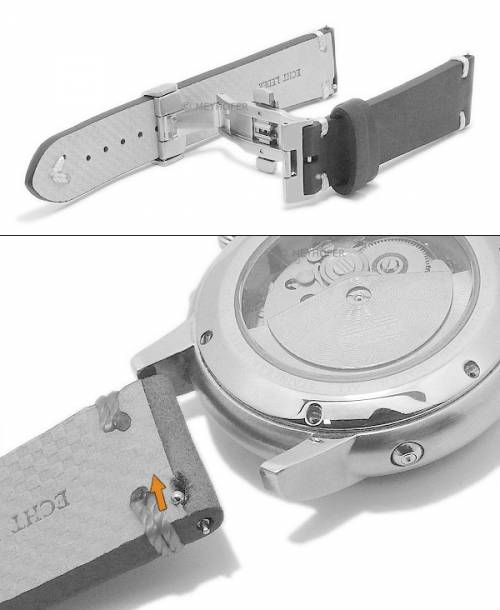 Meyhofer EASY-CLICK Uhrenarmband -Overland- 20mm dunkelblau Leder helle Naht mit Faltschlie�e (Schlie�enansto� 18 mm) - Bild vergr��ern 