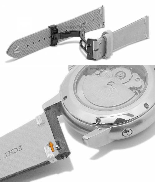 Meyhofer EASY-CLICK Uhrenarmband -Grandville- 20mm dunkelbraun Leder schwarze Faltschlie�e (Schlie�enansto� 16 mm) - Bild vergr��ern 