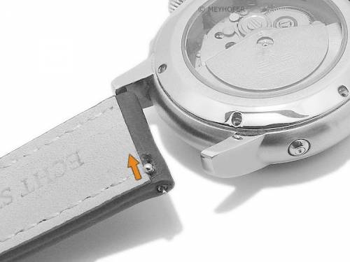 Meyhofer EASY-CLICK Uhrenarmband -Paarl- 20mm hellbraun echt Strau�en-Leder helle Naht (Schlie�enansto� 18 mm) - Bild vergr��ern 