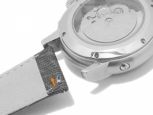 Meyhofer EASY-CLICK Uhrenarmband XL -Rosario- 18mm wei� Leder Teju-Pr�gung abgen�ht (Schlie�enansto� 18 mm) - Bild vergr��ern 