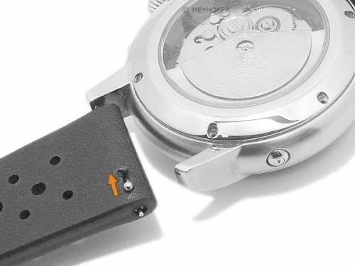 Meyhofer EASY-CLICK Uhrenarmband -Freeport- 20mm schwarz Leder Racing-Look ohne Naht (Schlieenansto 18 mm) - Bild vergrern 