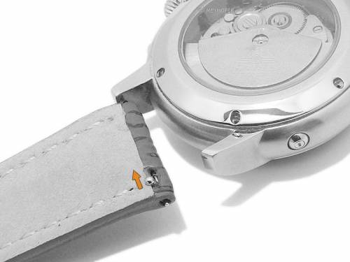 Meyhofer EASY-CLICK Uhrenarmband -Durban- 22mm dunkelblau echt Hai-Leder helle Naht (Schlie�enansto� 20 mm) - Bild vergr��ern 