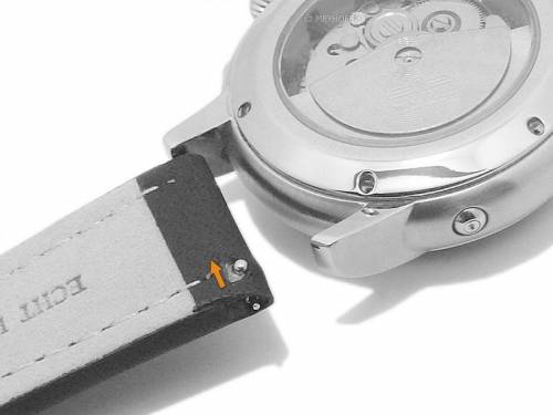 Meyhofer EASY-CLICK Uhrenarmband -Vannes- 20mm dunkelbraun Leder gepolstert mit Lederunterlage (Schlie�enansto� 18 mm) - Bild vergr��ern 