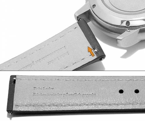 Meyhofer EASY-CLICK Uhrenarmband -Altenburg- 19mm anthrazit Leder abgenht Unterseite vegetabil (Schliee 18 mm) - Bild vergrern 