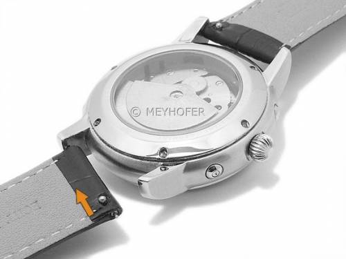 Meyhofer EASY-CLICK Uhrenarmband -Nizza Special- 18mm orange Leder schwarze Naht Faltschlie�e (Schlie�enansto� 18 mm) - Bild vergr��ern 