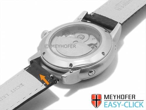 Meyhofer EASY-CLICK Uhrenarmband -Tobin- 18mm schwarz Leder Karbon-Look blaue Naht Faltschlie�e (Schlie�enansto� 18 mm) - Bild vergr��ern 