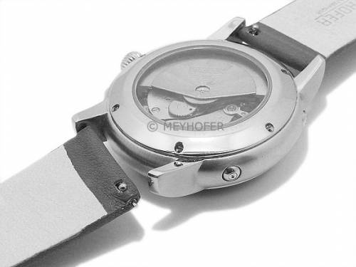 Meyhofer EASY-CLICK Uhrenarmband -Albany- 14mm schwarz Leder vegetabil ohne Naht (Schlie�enansto� 14 mm) - Bild vergr��ern 