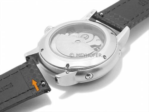 Meyhofer EASY-CLICK Uhrenarmband -Liard- 24mm schwarz Leder Karbon-Look helle Naht Faltschlie�e (Schlie�enansto� 22 mm) - Bild vergr��ern 