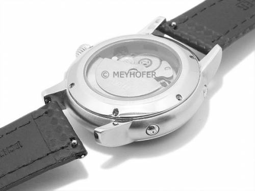 Meyhofer EASY-CLICK Uhrenarmband -Banff- 18mm schwarz Leder Karbon-Look orange Naht Faltschliee (Schlieenansto 18 mm) - Bild vergrern 