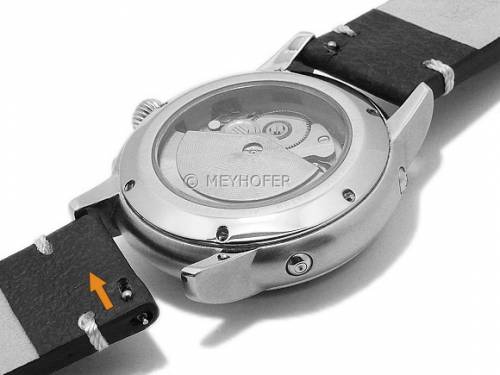 Meyhofer EASY-CLICK Uhrenarmband -Midvale- 20mm antikschwarz Leder Vintage-Look helle Naht (Schlie�enansto� 20 mm) - Bild vergr��ern 